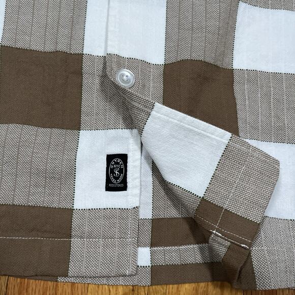 NWT Todd Snyder Oversized Check Relaxed Camp Collar Size Medium Brown New $178 - Picture 4 of 7